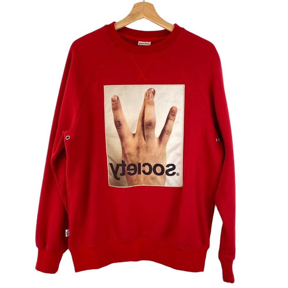 Red Society Graphic‎ Sweatshirt M Unisex Edgy Streetwear Skater Crewneck
